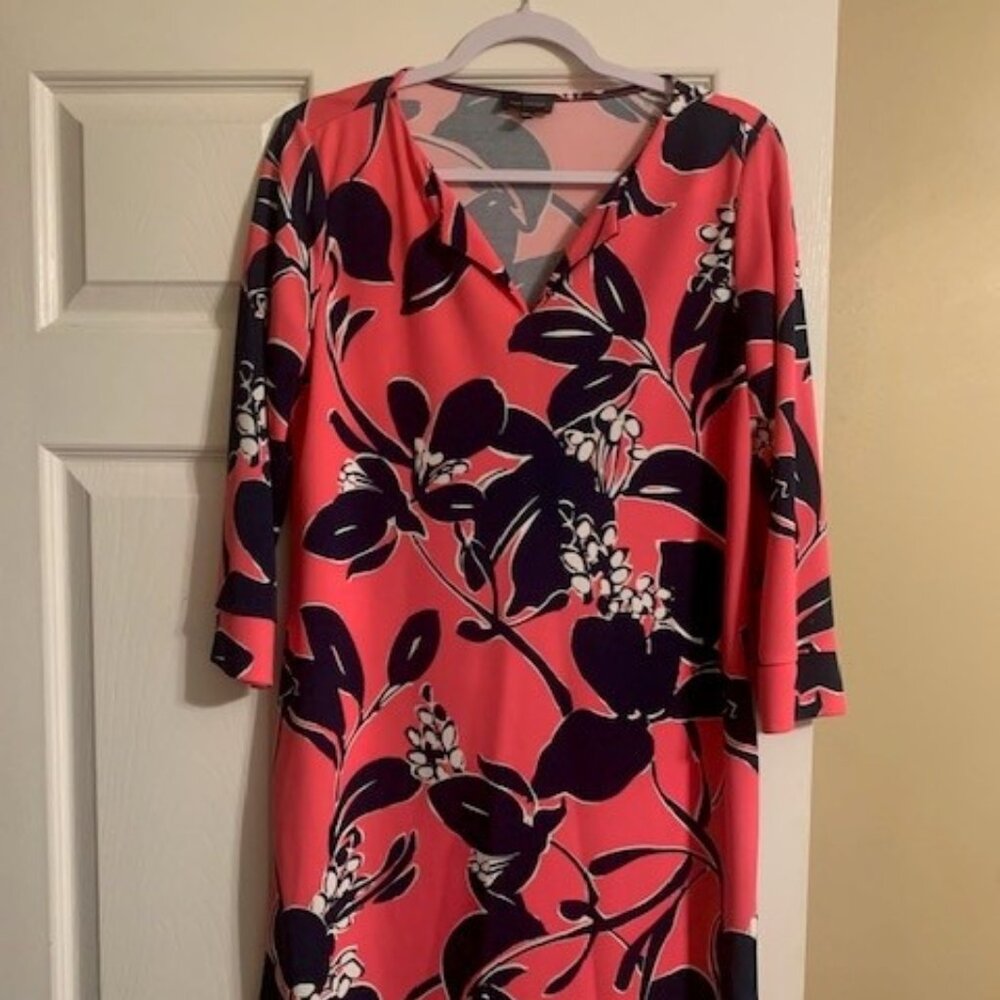LADIES LIMITED DRESS, SIZE LARGE, PINK/NAVY, SLIP OVER THE HEAD